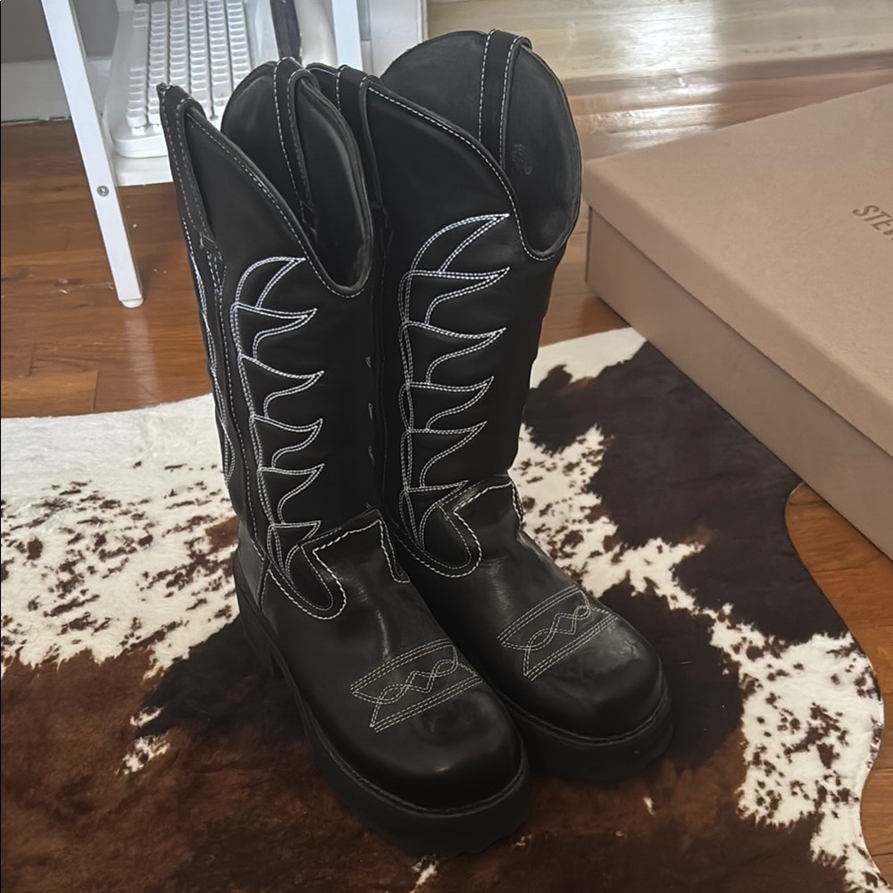 Authentic John Fluevog Knee High Leather Cowboy Boots